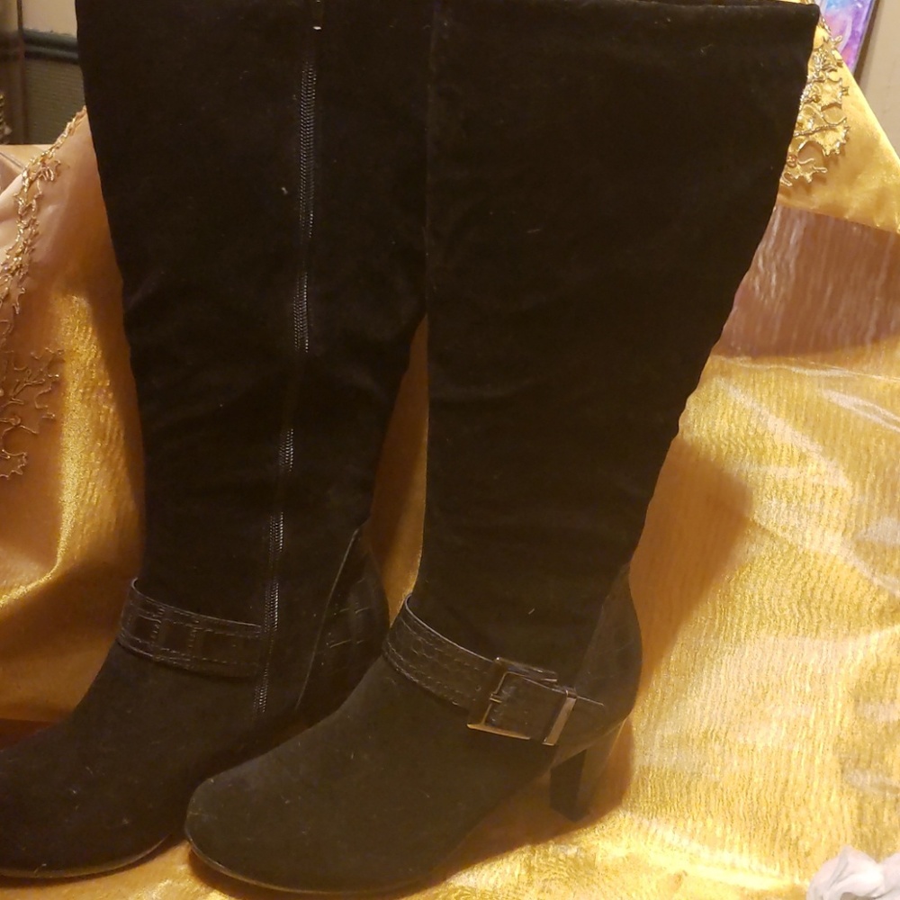 Lane Bryant knee high black heel boots